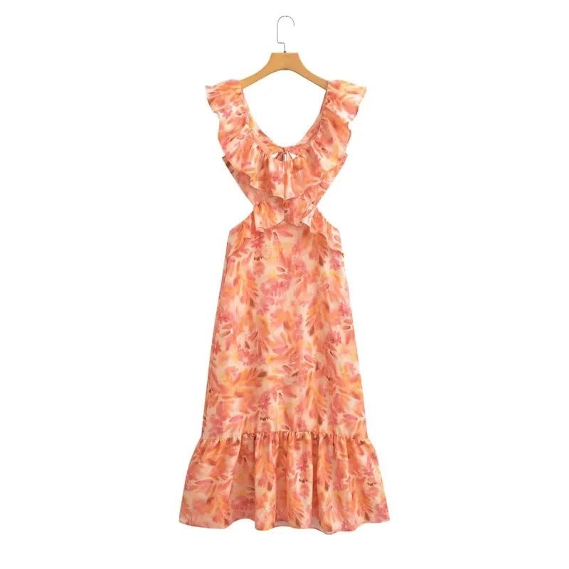 Women's Laminated Design Party Midi Dress