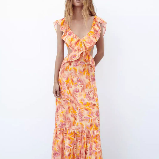 Women's Laminated Design Party Midi Dress