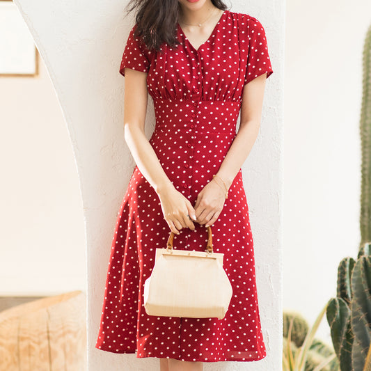 Women's French Vintage Summer Chiffon Dress