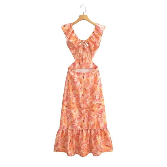 Women's Laminated Design Party Midi Dress